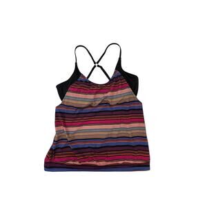 Athleta Capri Stripe Blousy Tankini Top with Built-in Underwire Bra Size 36 D/DD